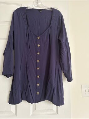 torrid navy button-front tunic